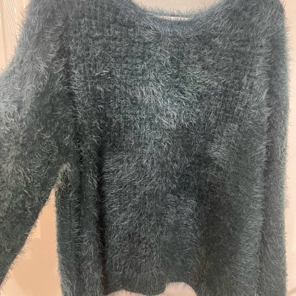 Signature Studio Teal Fuzzy Sweater